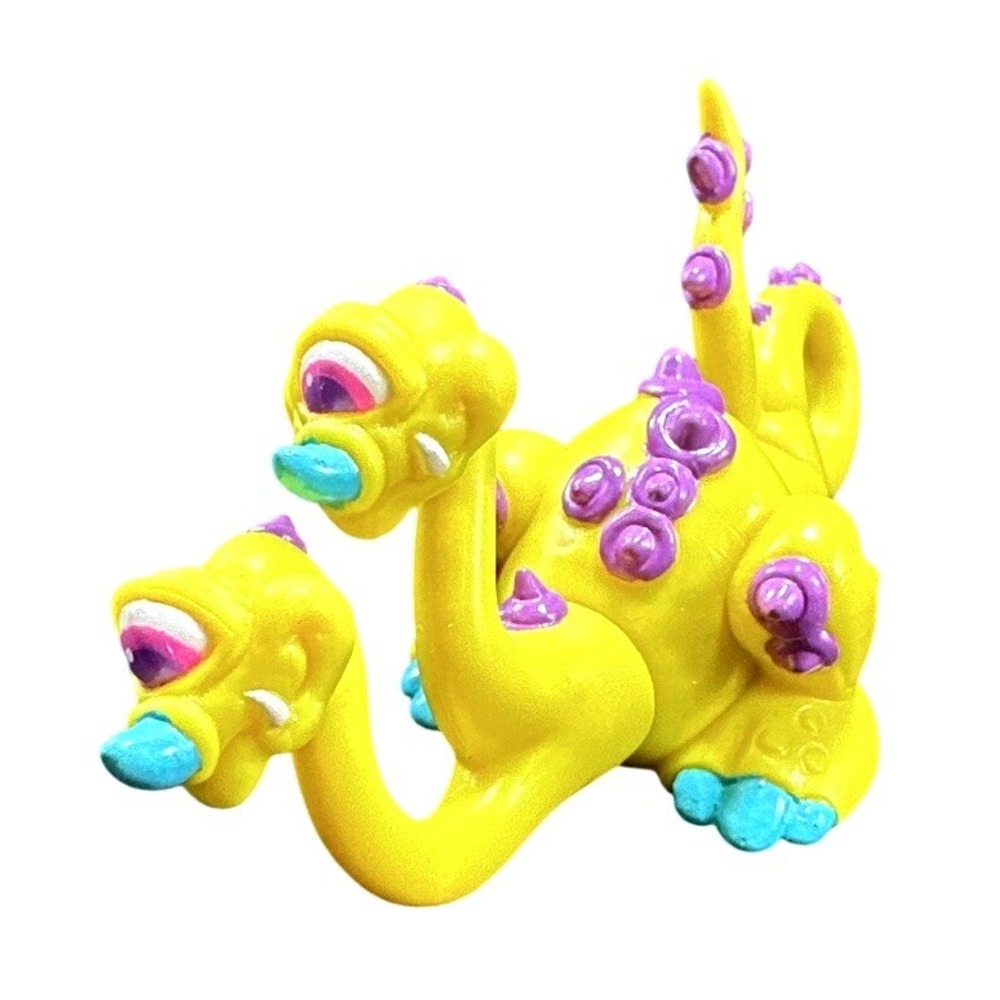 Yellow Two Headed Dragon Monster Toy Figure Purple‎ Blue Accents